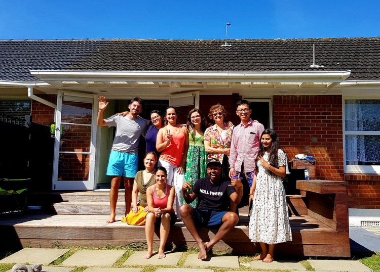 BBQ at student's home in Auckland, New Zealand