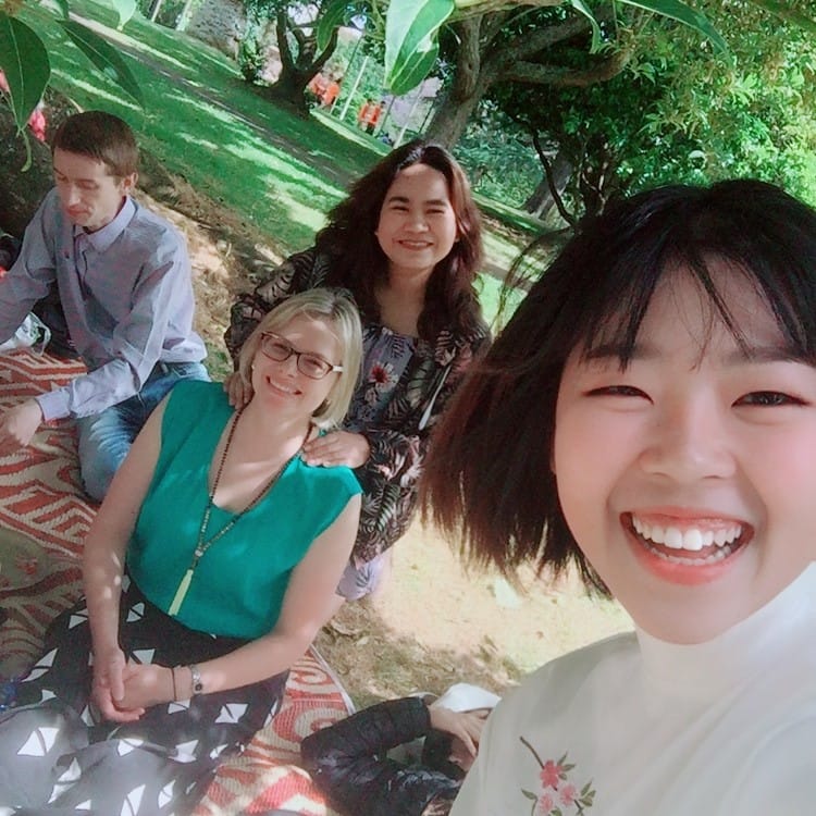 LIz and students at LI EU picnic